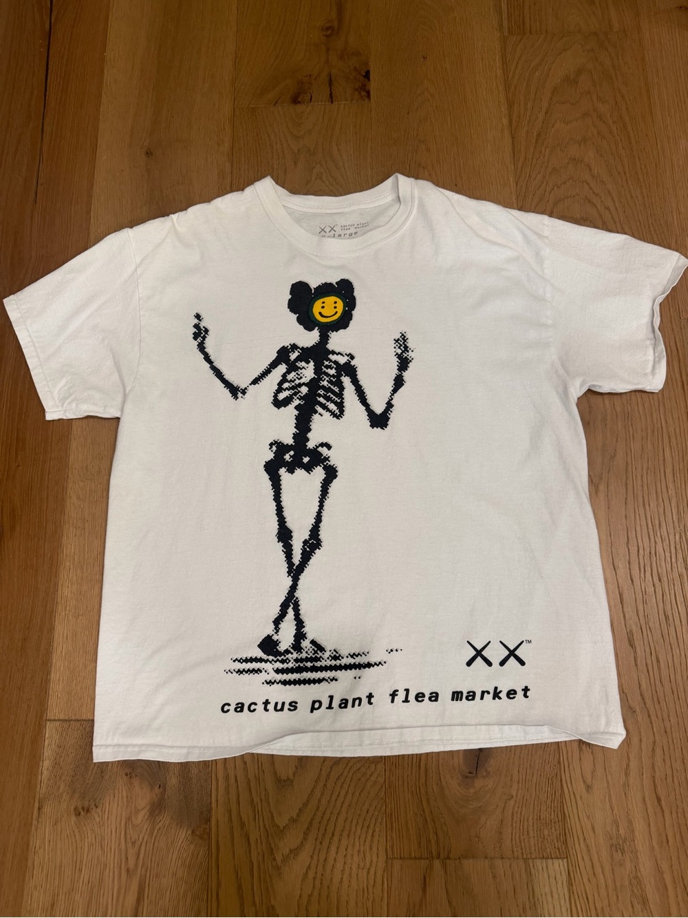 Cactus Plant Flea Market White Tee with Gray Tag Print